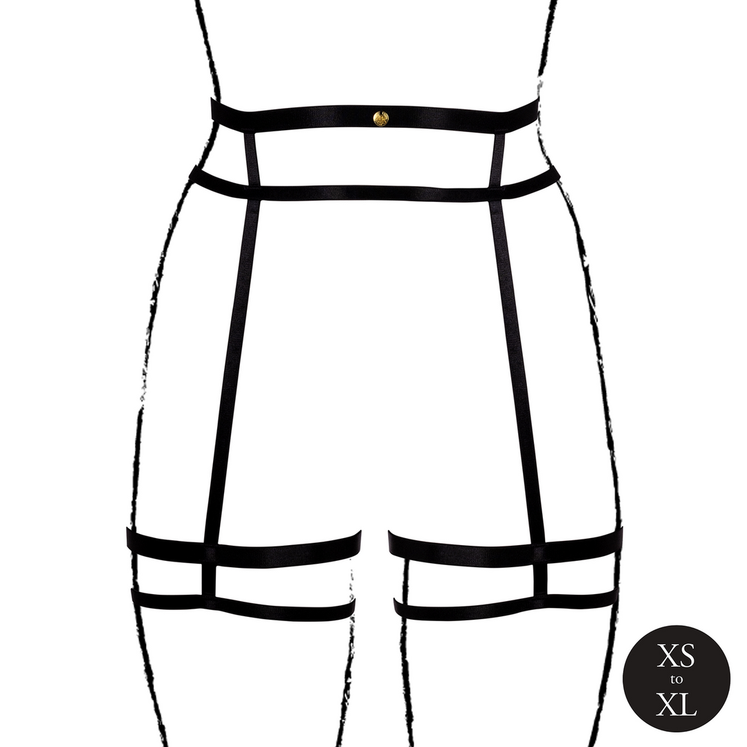 Double Strap Garter Belt with Adjustable Sliders - One Size - Black 5