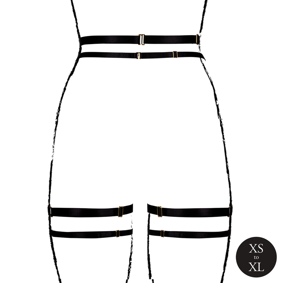 Double Strap Garter Belt with Adjustable Sliders - One Size - Black 6