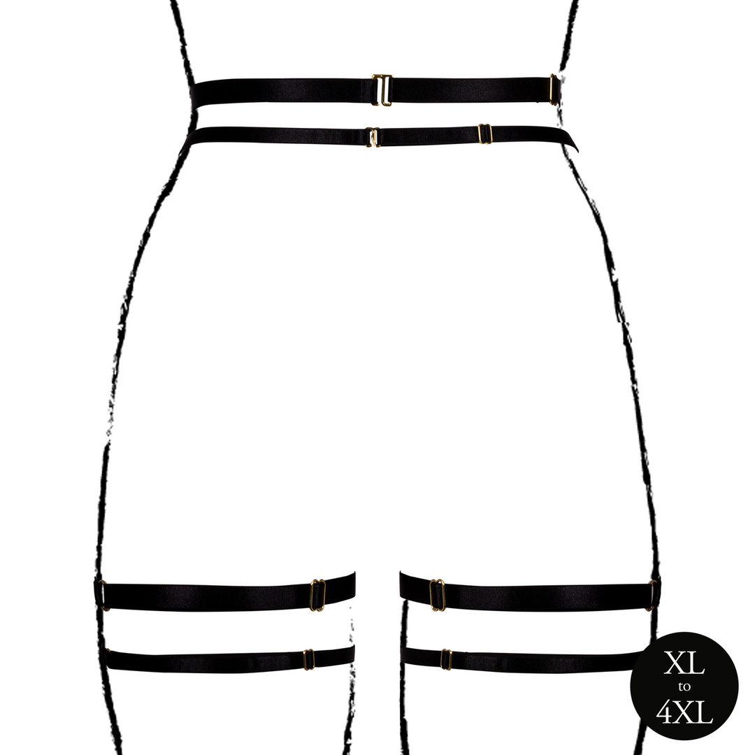 Double Strap Garter Belt with Adjustable Sliders - Queen Size - Black 6