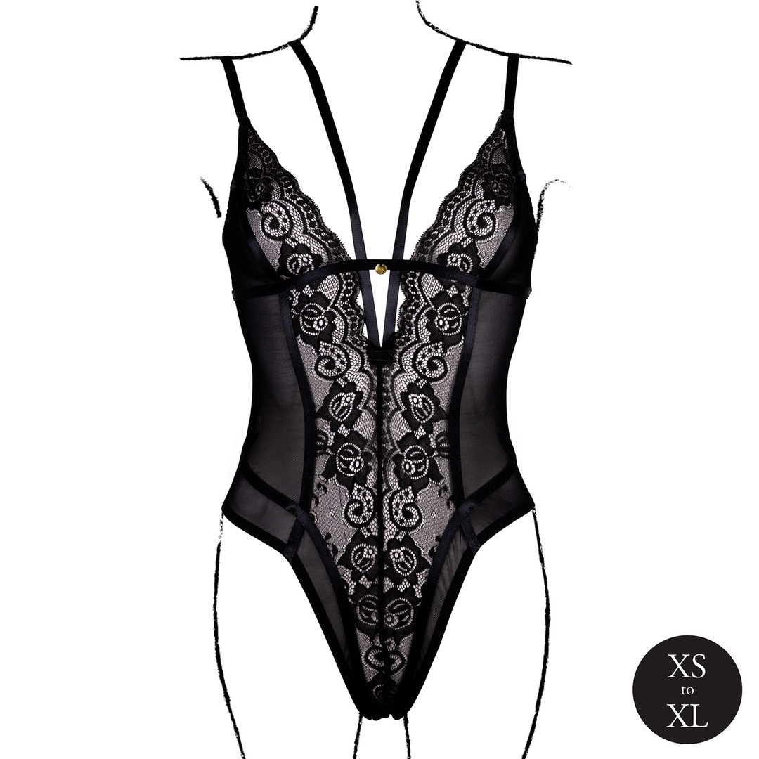 Wireless Lace Bodysuit with Adjustable Sliders - One Size - Black 5