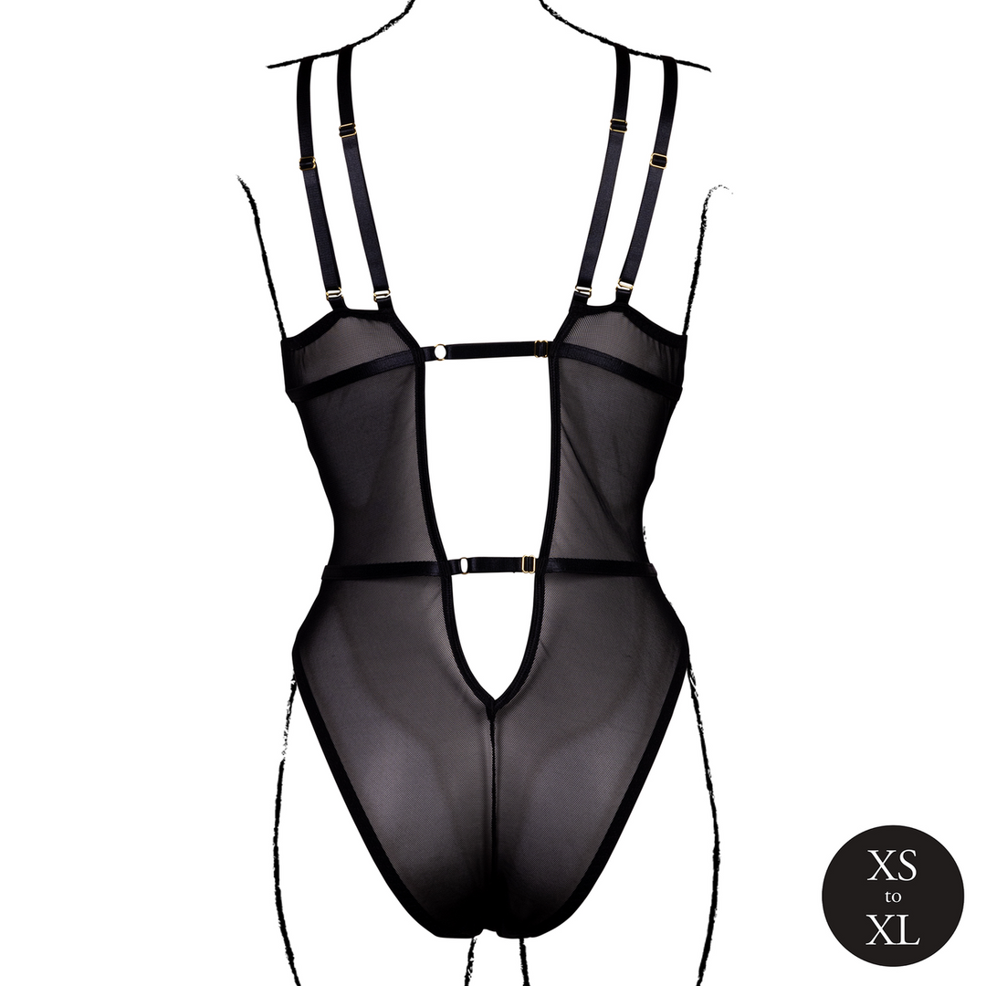 Wireless Lace Bodysuit with Adjustable Sliders - One Size - Black 6