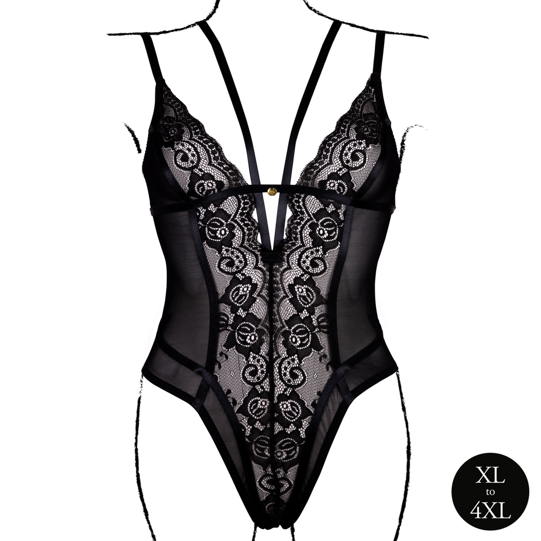 Wireless Lace Bodysuit with Adjustable Sliders - Queen Size - Black 5