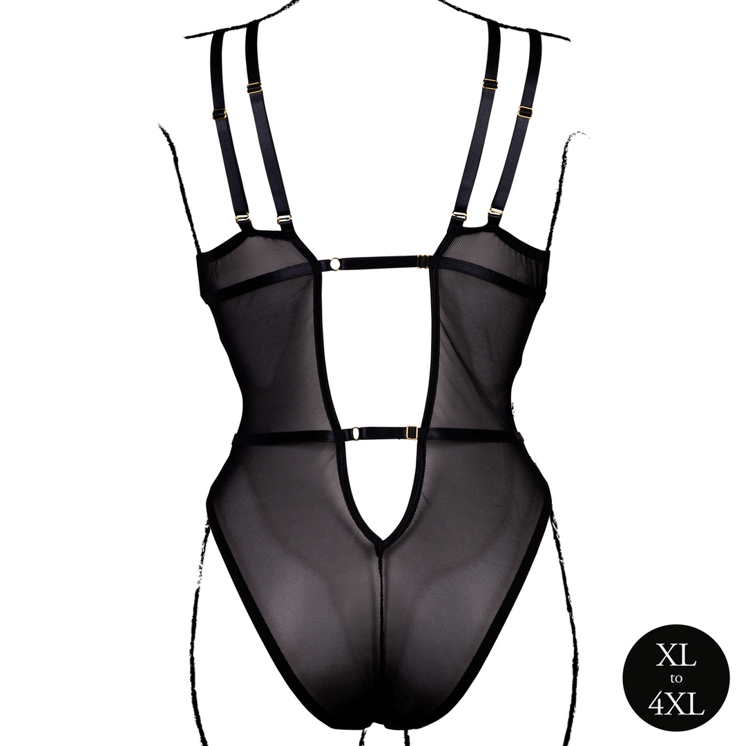 Wireless Lace Bodysuit with Adjustable Sliders - Queen Size - Black 6
