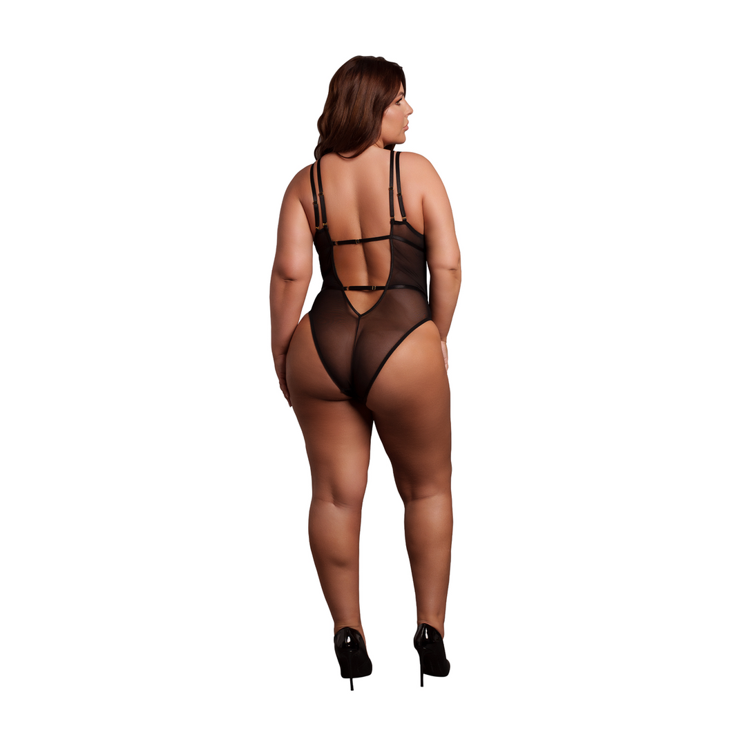 Wireless Lace Bodysuit with Adjustable Sliders - Queen Size - Black 4