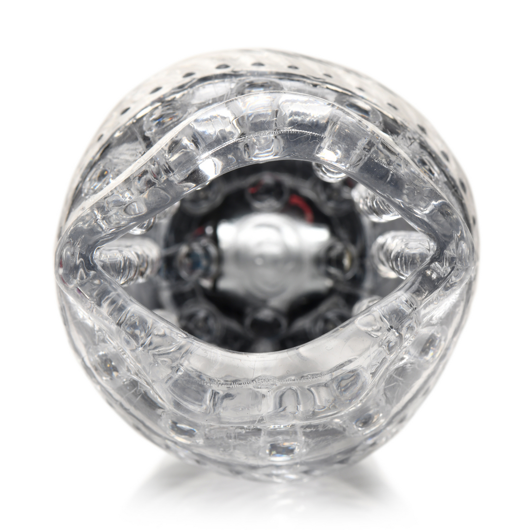 Spinning and Vibrating Masturbator - Transparent/Black 6