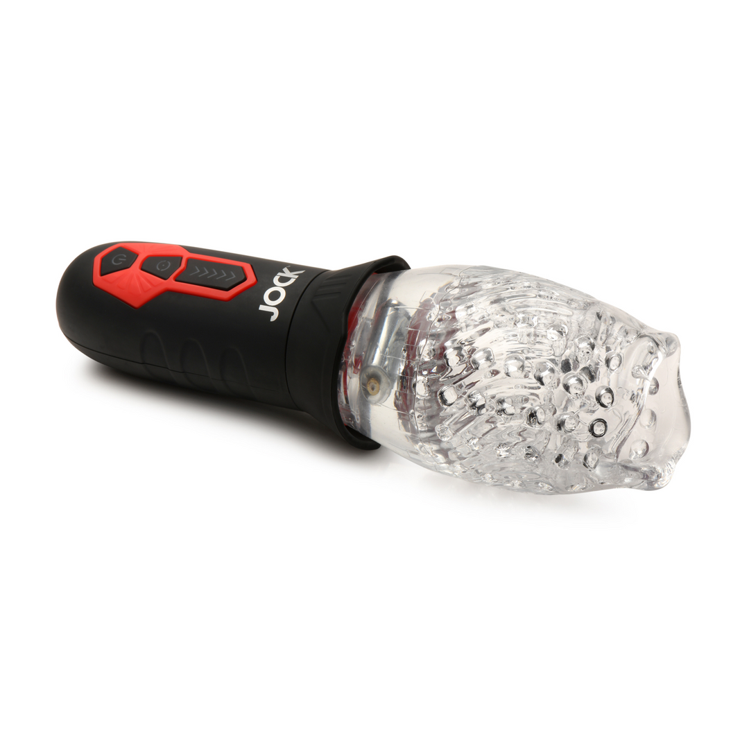 Spinning and Vibrating Masturbator - Transparent/Black 1