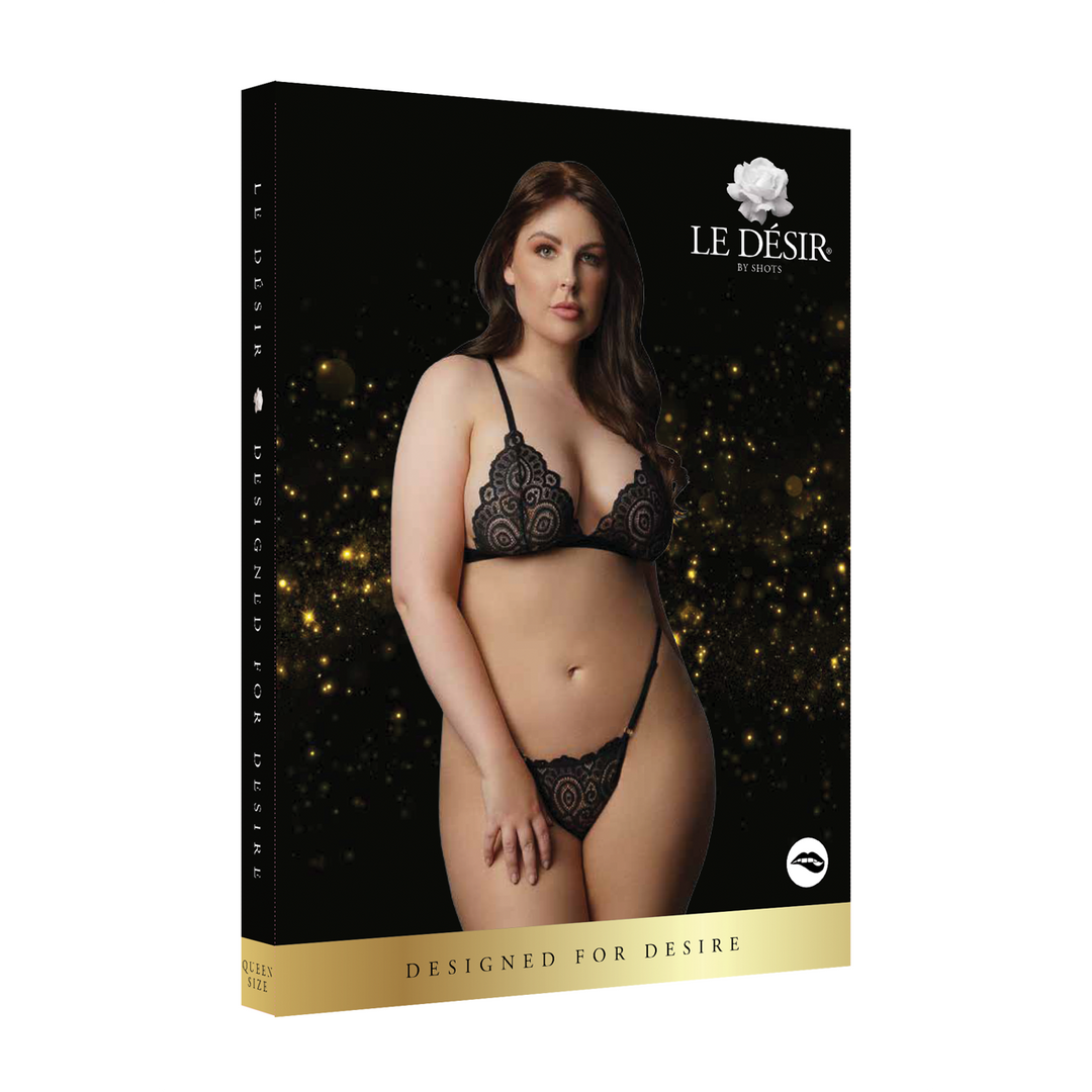 Magic Lace Velvet Lingerie Set - Queen Size - Black 2