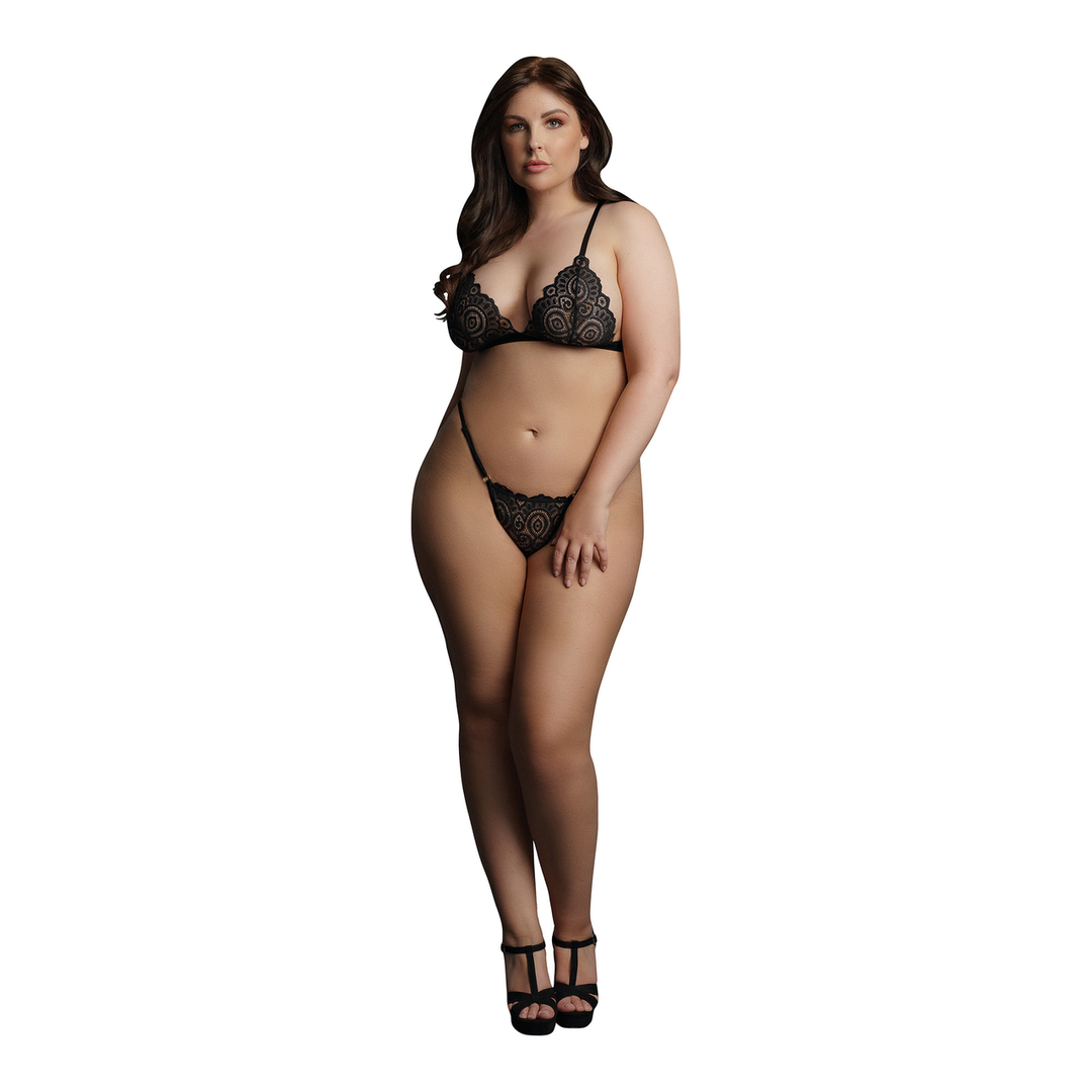 Magic Lace Velvet Lingerie Set - Queen Size - Black 1