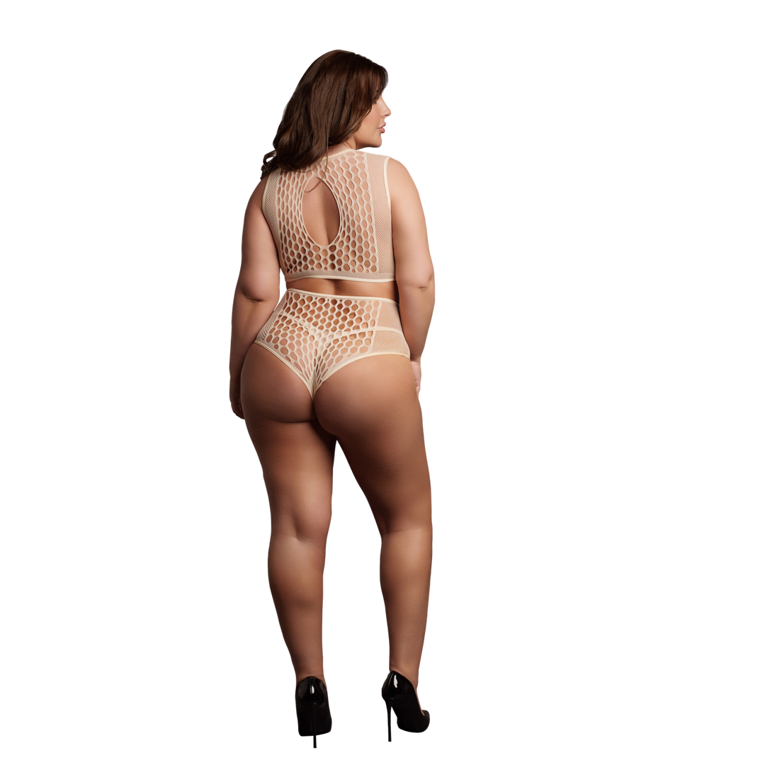 Duo Net Key-Hole Bra Set - Queen Size - Nude 4