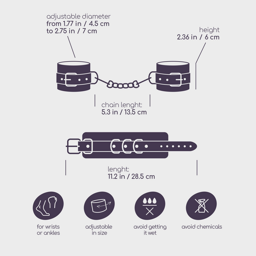 Bondage Love - Leather Handcuffs - Black 5