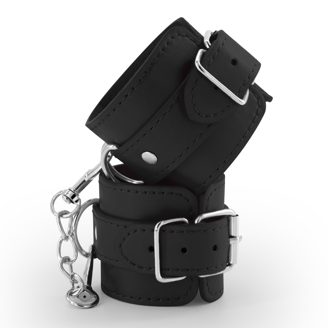 Bondage Love - Leather Handcuffs - Black 3