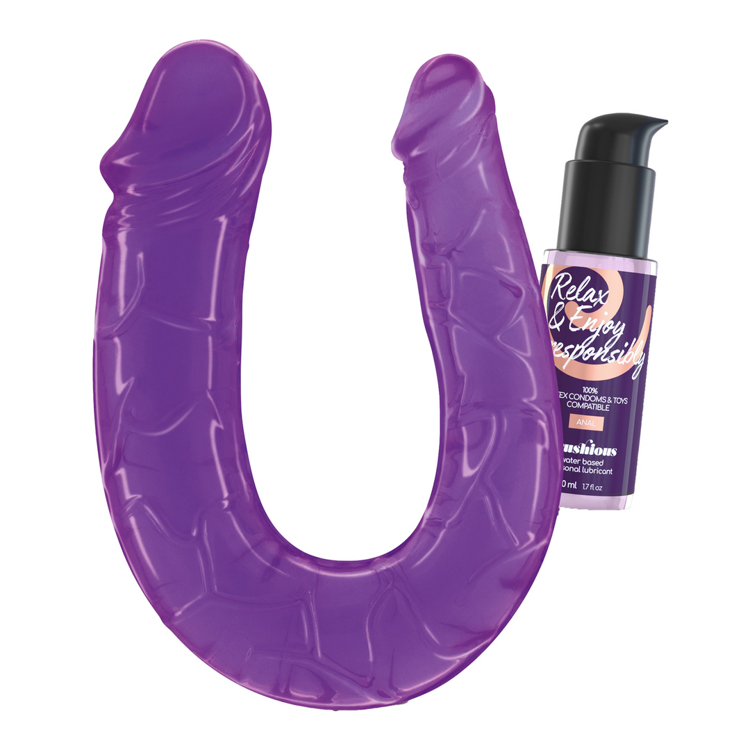 Deep Diver - Double Dildo with Anal Lubricant - 1.7 fl oz / 50 ml - Purple 1