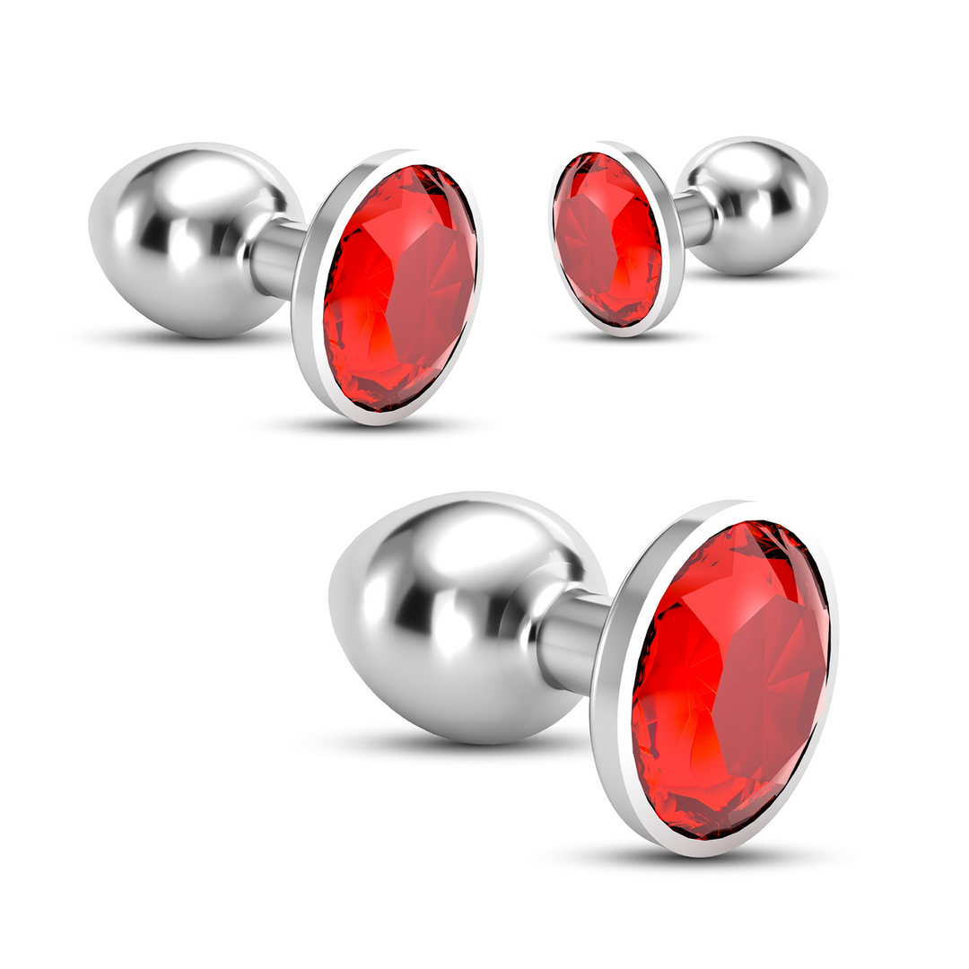 Bijou - Anal Train Trio - 3 Jewel Plugs - Red 4