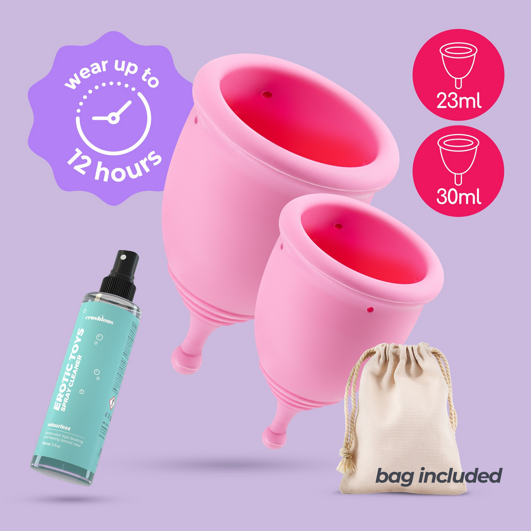 Minerva - Menstrual Cups with Pouch and Toycleaner- S and L - Pink 5