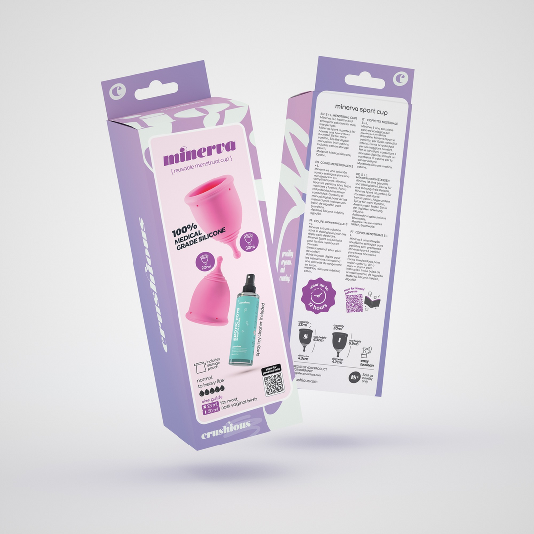 Minerva - Menstrual Cups with Pouch and Toycleaner- S and L - Pink 2