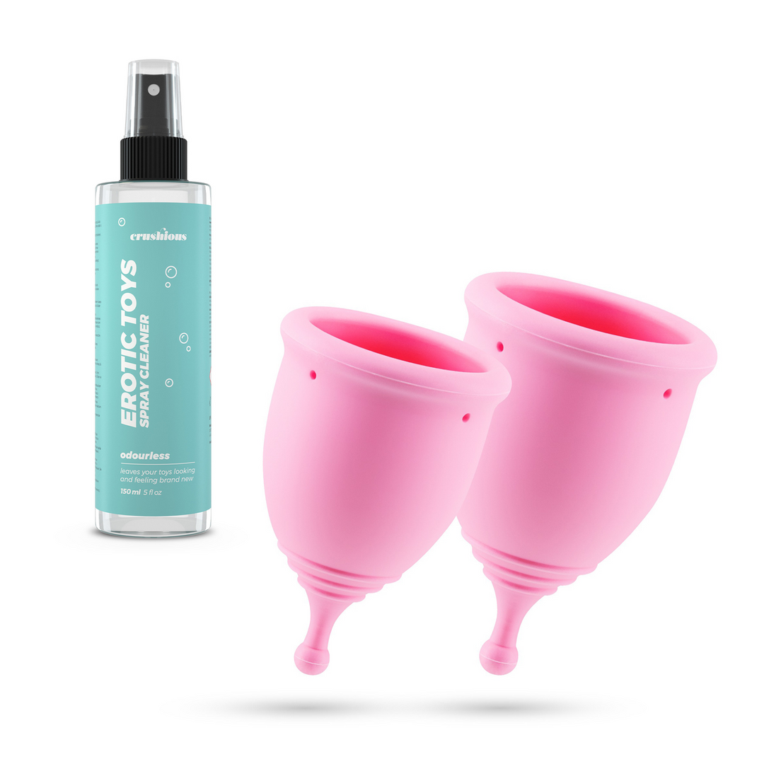 Minerva - Menstrual Cups with Pouch and Toycleaner- S and L - Pink 1