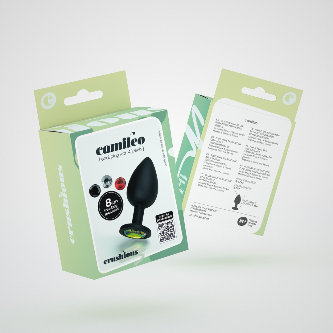Camileo - Anal Plug with Four Interchangeable Jewels - Medium - Black 2