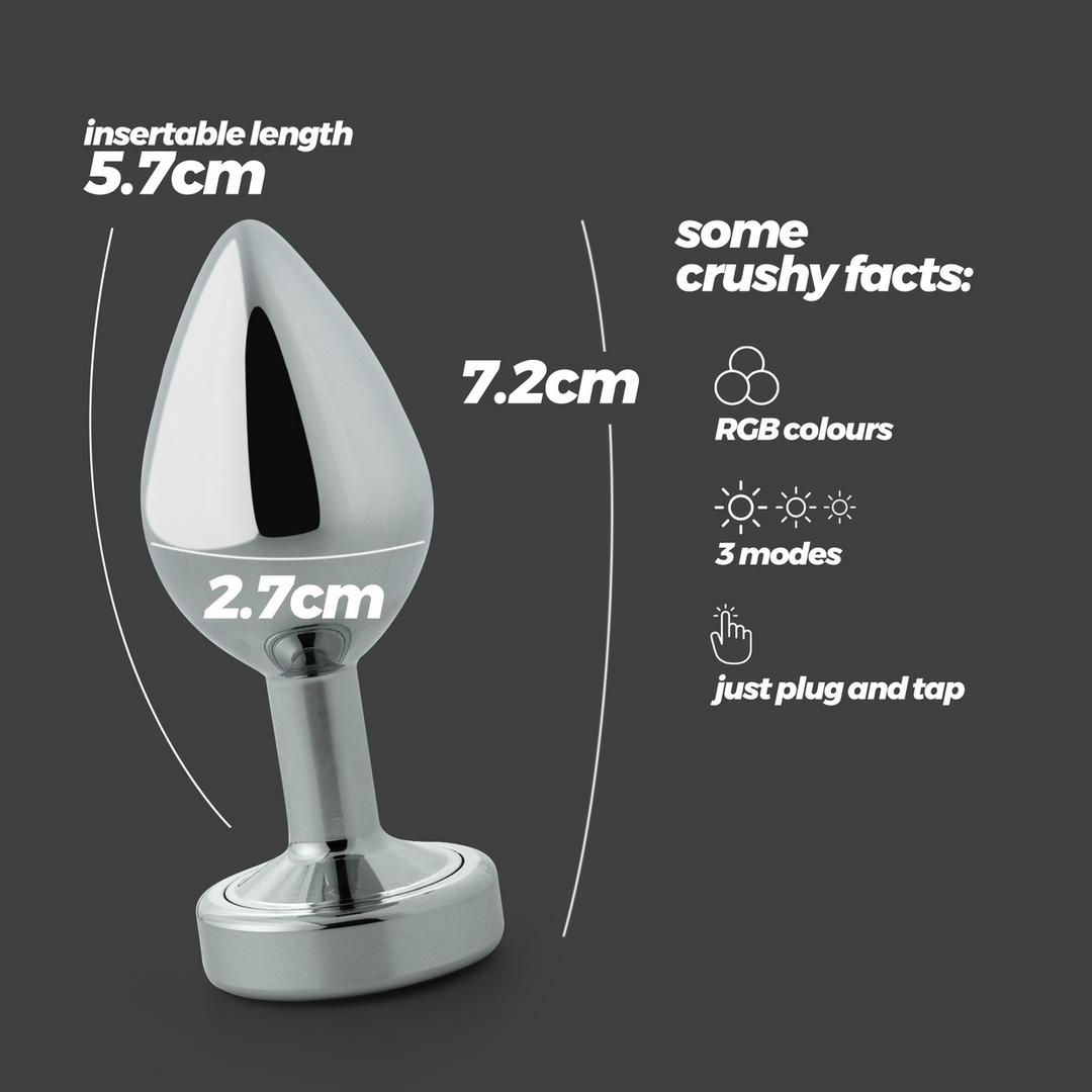Borealis - Metal Anal Plug with LED RGB - Small - Silver 6