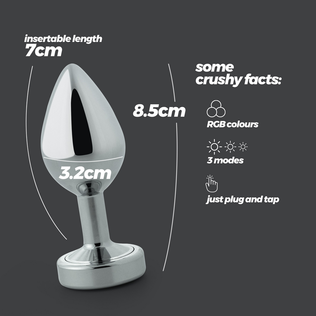 Borealis - Metal Anal Plug with LED RGB - Medium - Silver 6
