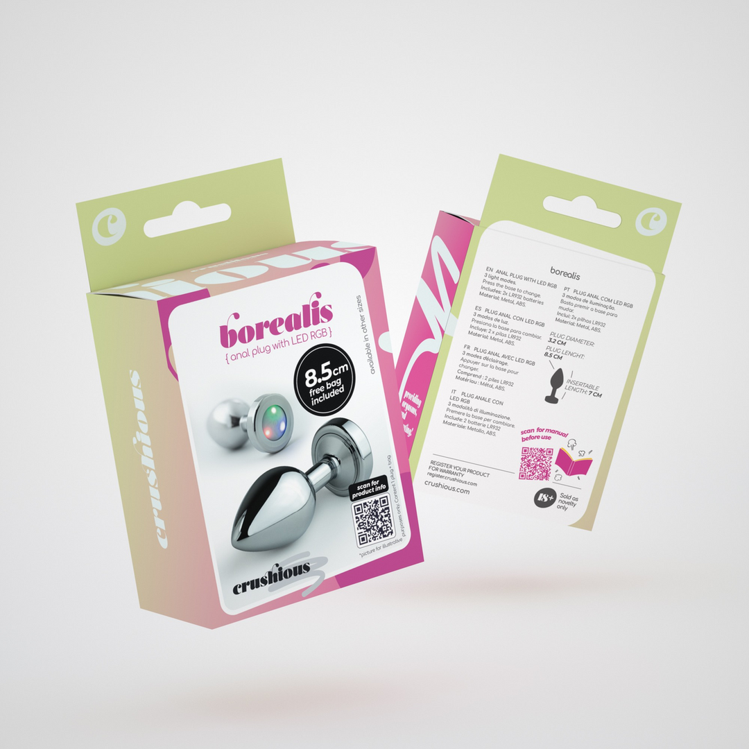 Borealis - Metal Anal Plug with LED RGB - Medium - Silver 2