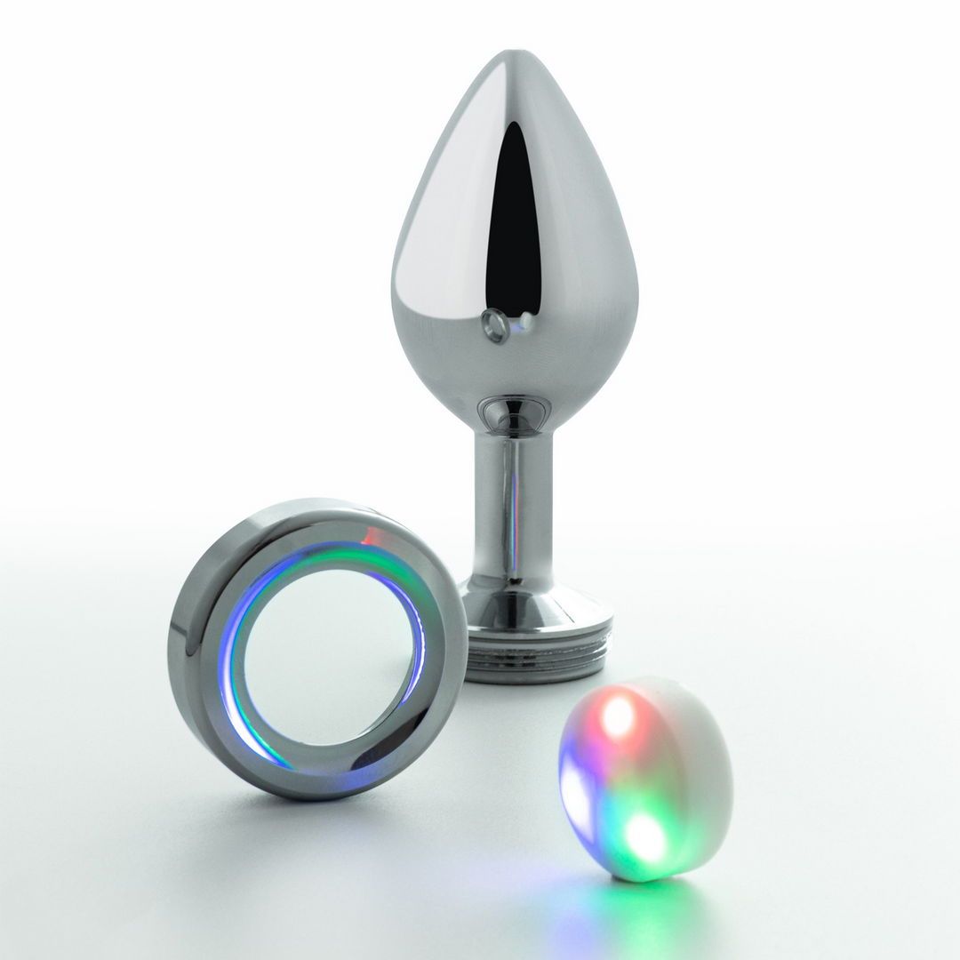 Borealis - Metal Anal Plug with LED RGB - Medium - Silver 3