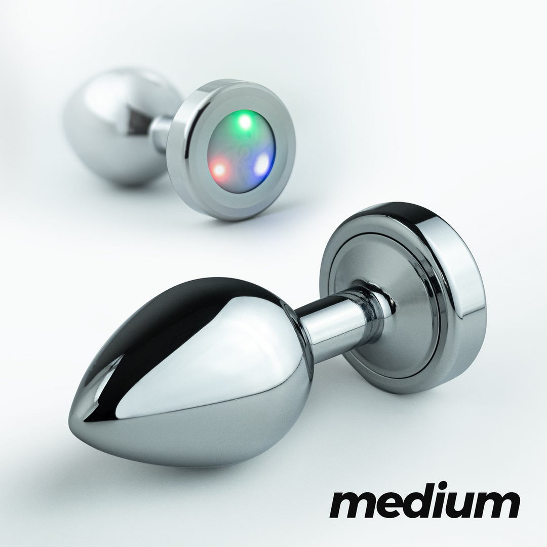 Borealis - Metal Anal Plug with LED RGB - Medium - Silver 1