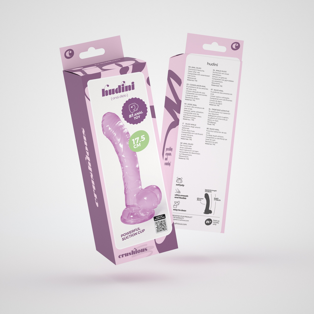 Hudini - Jelly Flexible Anal Dildo - 6.9/ 17,5 cm - Purple 2