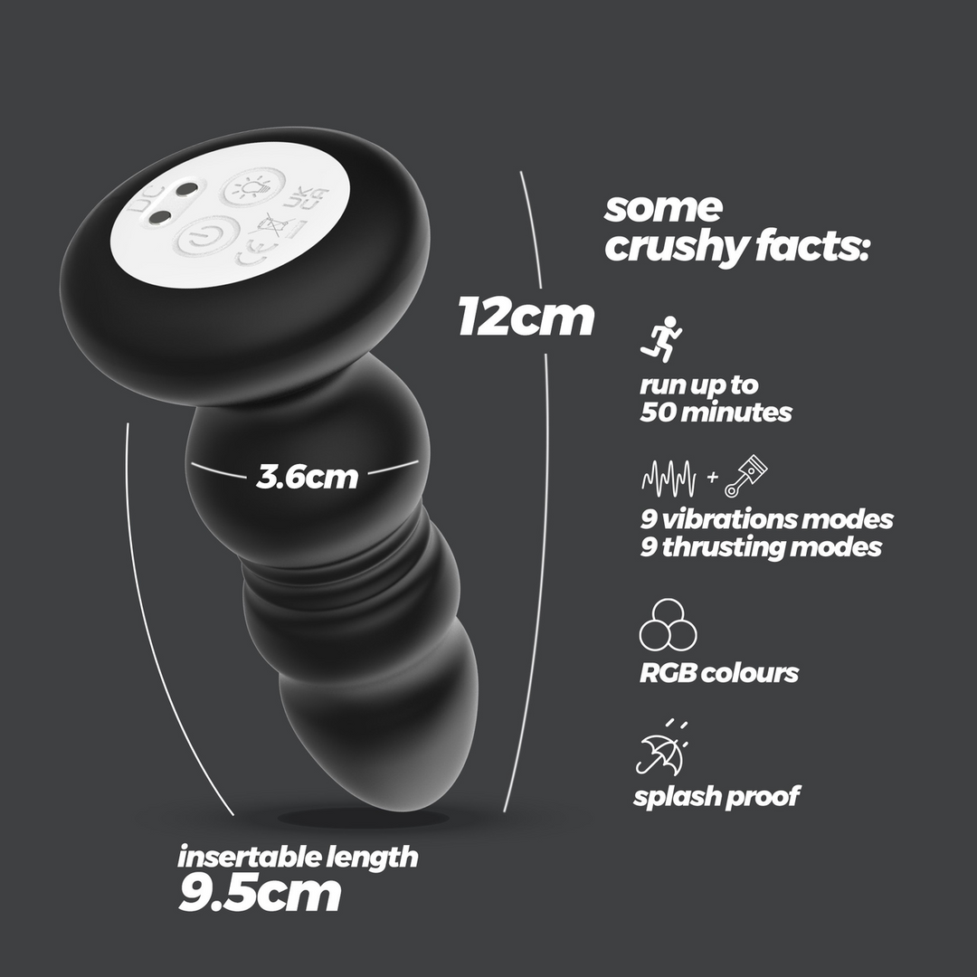 Australis - Vibrating and Thrusting Anal Plug with LED RGB and Remote Control - Black 6