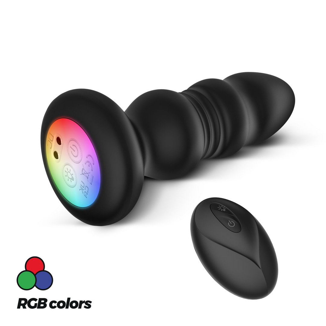 Australis - Vibrating and Thrusting Anal Plug with LED RGB and Remote Control - Black 1