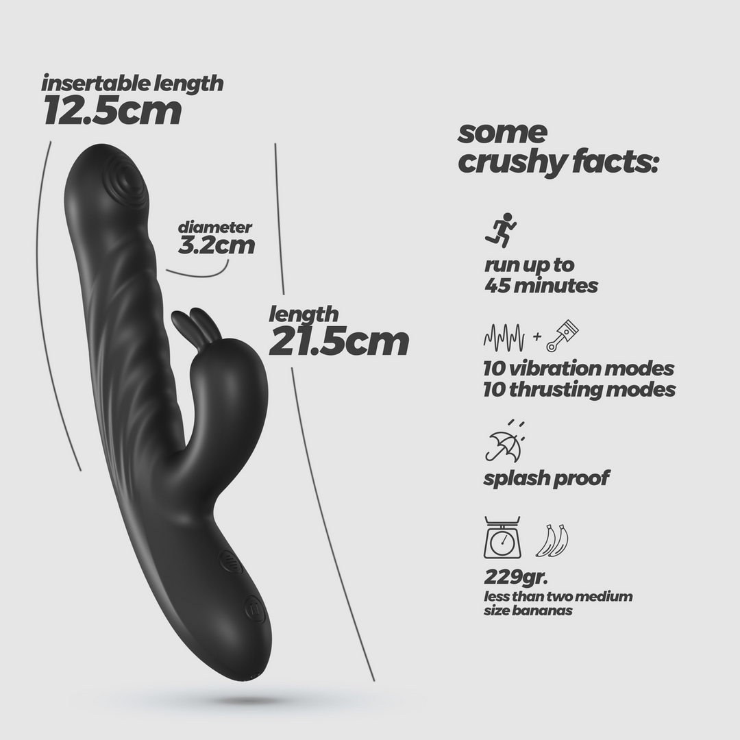 Lapin - Thrusting Rabbit Vibrator - Black 6