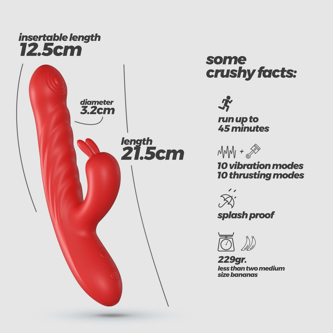 Lapin - Thrusting Rabbit Vibrator - Red 6