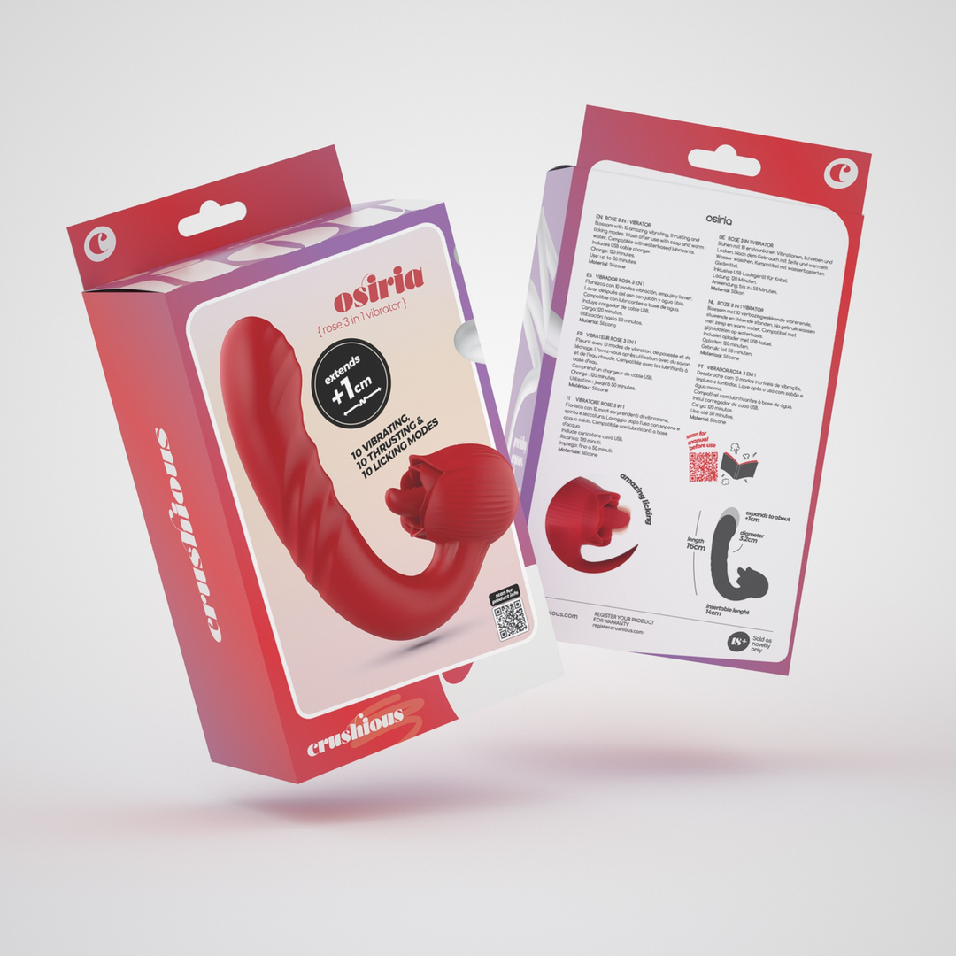Osiria - Thrusting and Licking Rose Vibrator - Red 2