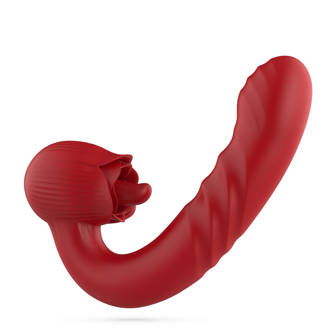 Osiria - Thrusting and Licking Rose Vibrator - Red 1