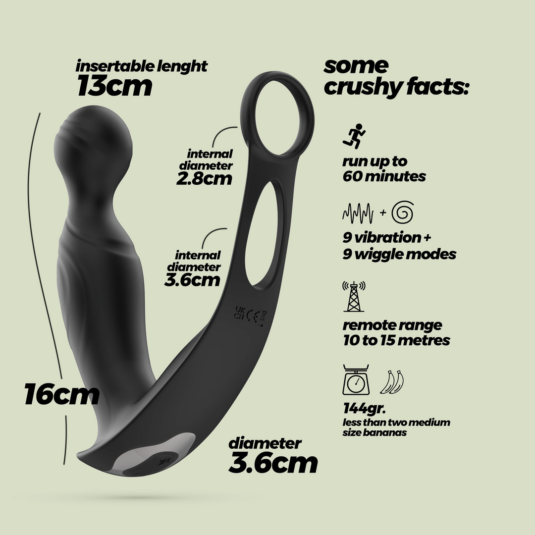 Flamma - Vibrating Prostate Massager with Ball Strap and Cockring - Black 6
