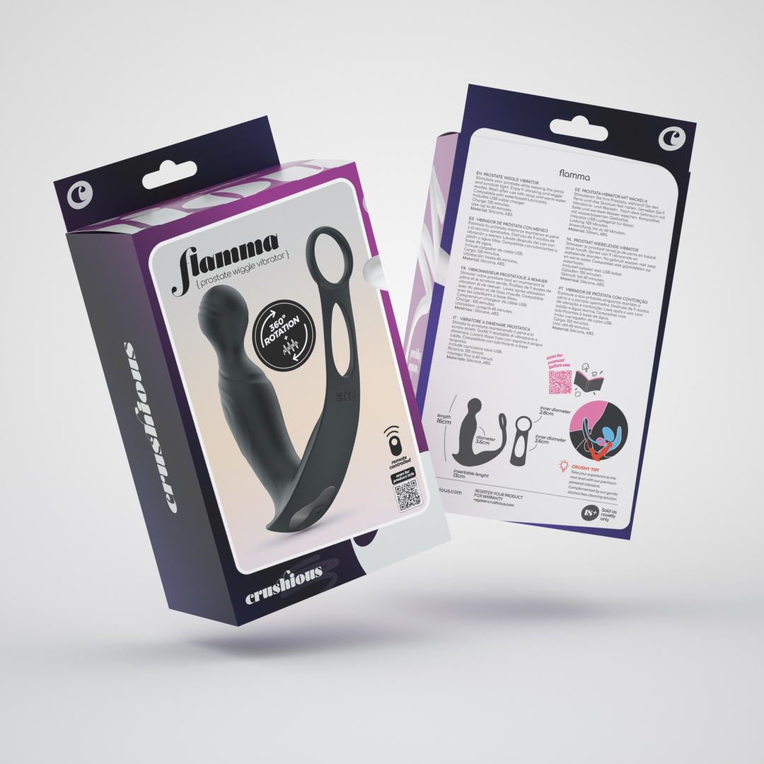 Flamma - Vibrating Prostate Massager with Ball Strap and Cockring - Black 2