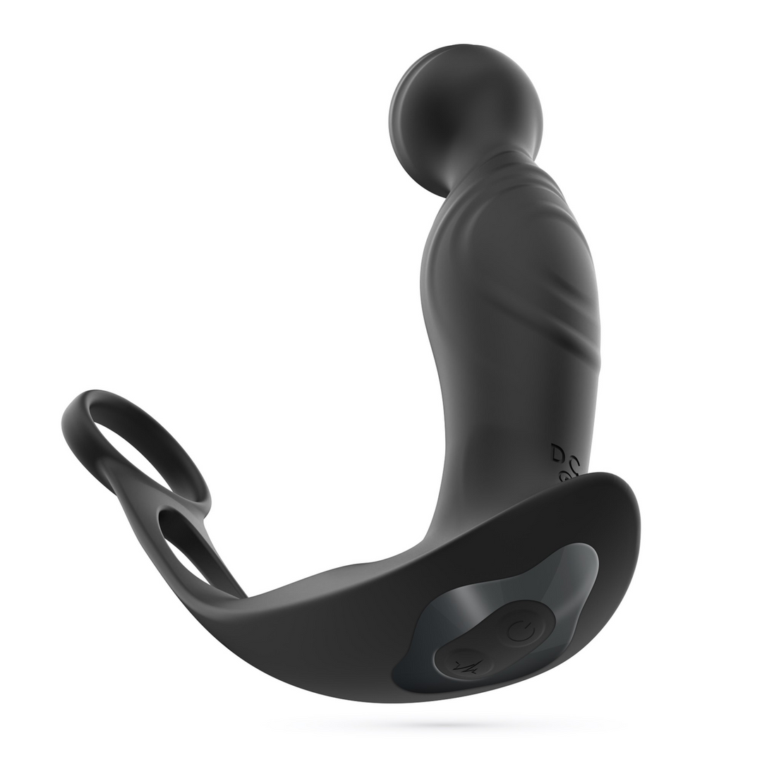 Flamma - Vibrating Prostate Massager with Ball Strap and Cockring - Black 4