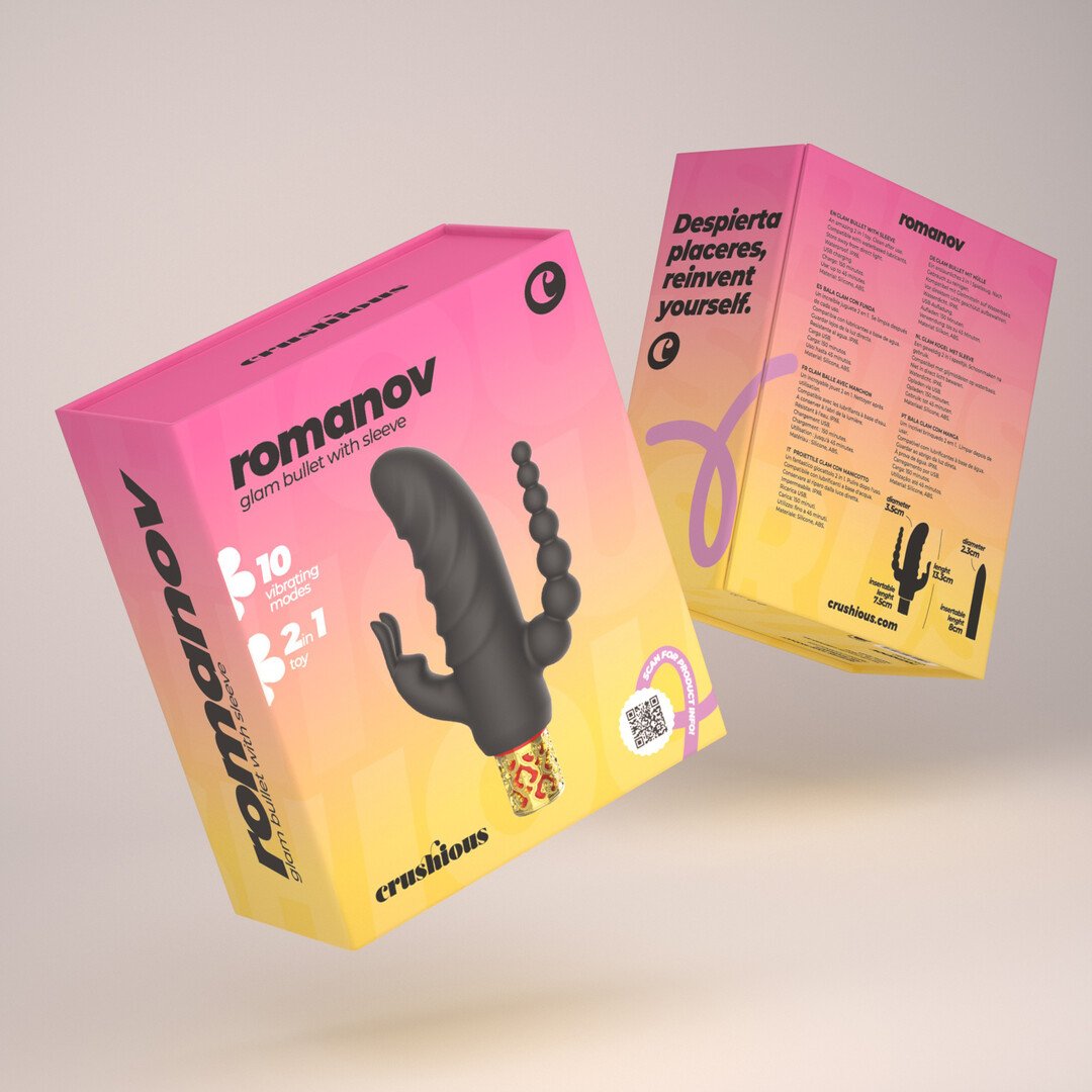 Romanov - Classic Vibrator with Removable Silicone Sleeve - Black/Golden 2