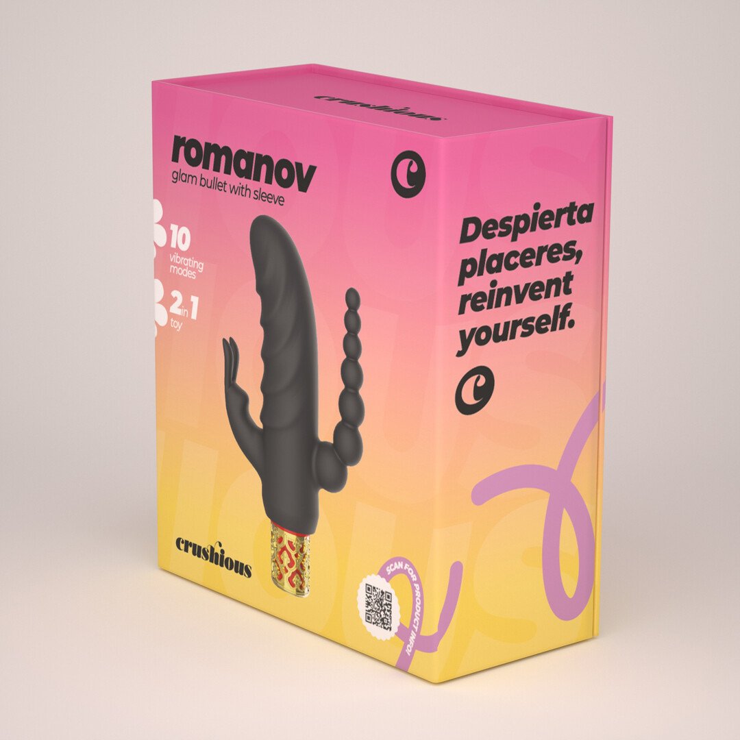 Romanov - Classic Vibrator with Removable Silicone Sleeve - Black/Golden 3