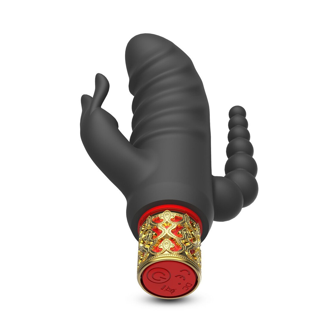 Romanov - Classic Vibrator with Removable Silicone Sleeve - Black/Golden 5