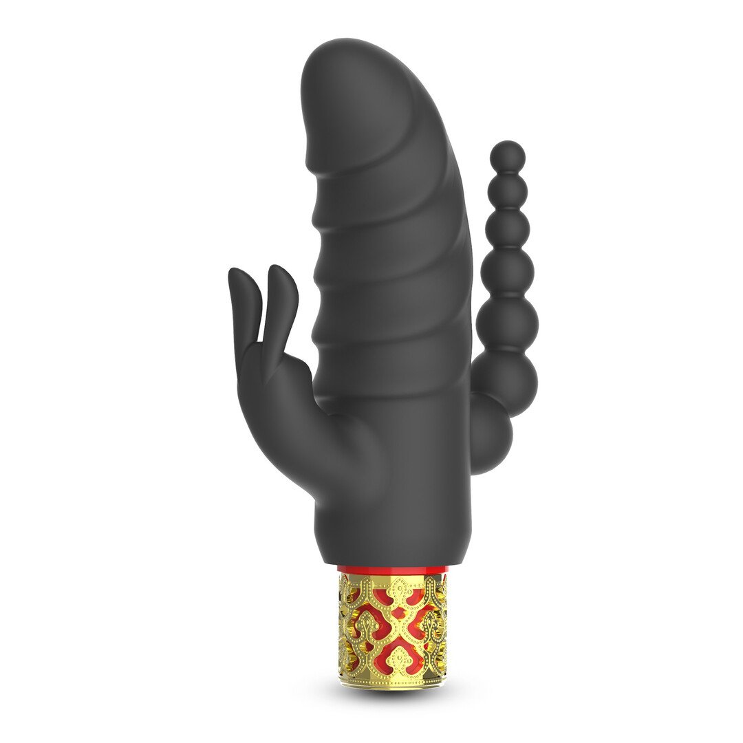 Romanov - Classic Vibrator with Removable Silicone Sleeve - Black/Golden 6
