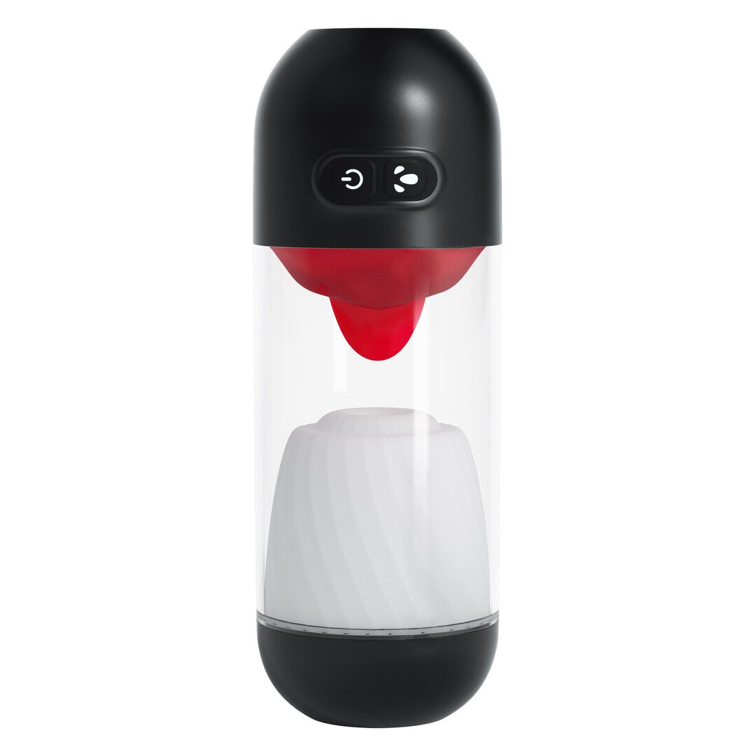 Slurpy - 2 in 1 Detachable Licking and Vibrating Masturbator - Transparent 1