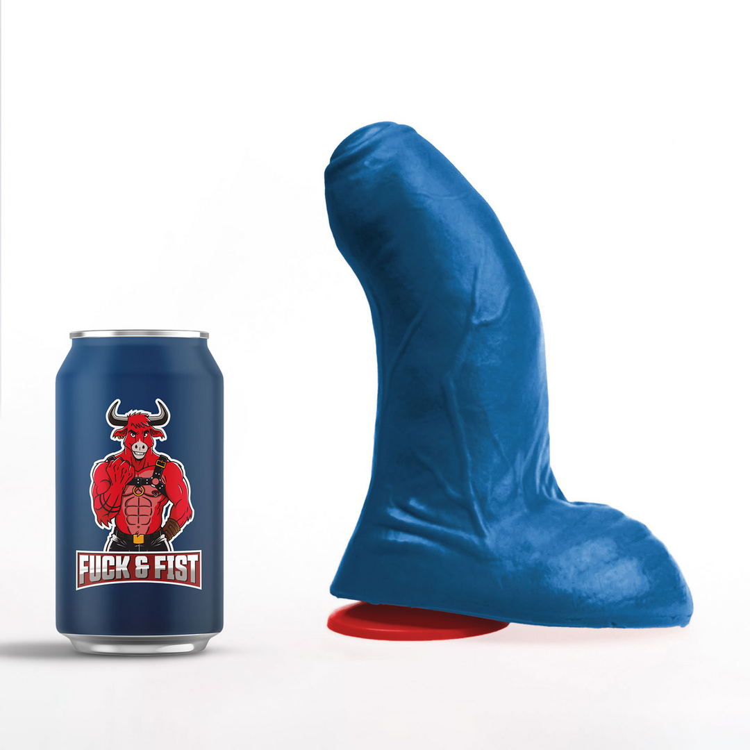 Buri M - Realistic Curved Dildo with Balls - 6.7 / 17 cm - Blue 5