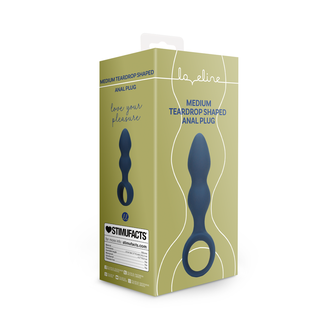 Teardrop Shaped Anal Plug - Medium - Baltic Blue 2