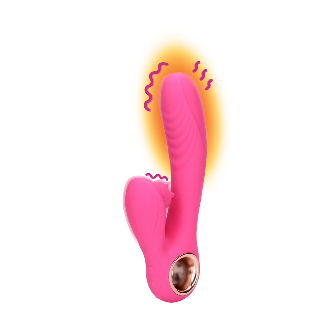 Tongue Flickering and Heating Rabbit Vibrator - Exuberant Pink 1