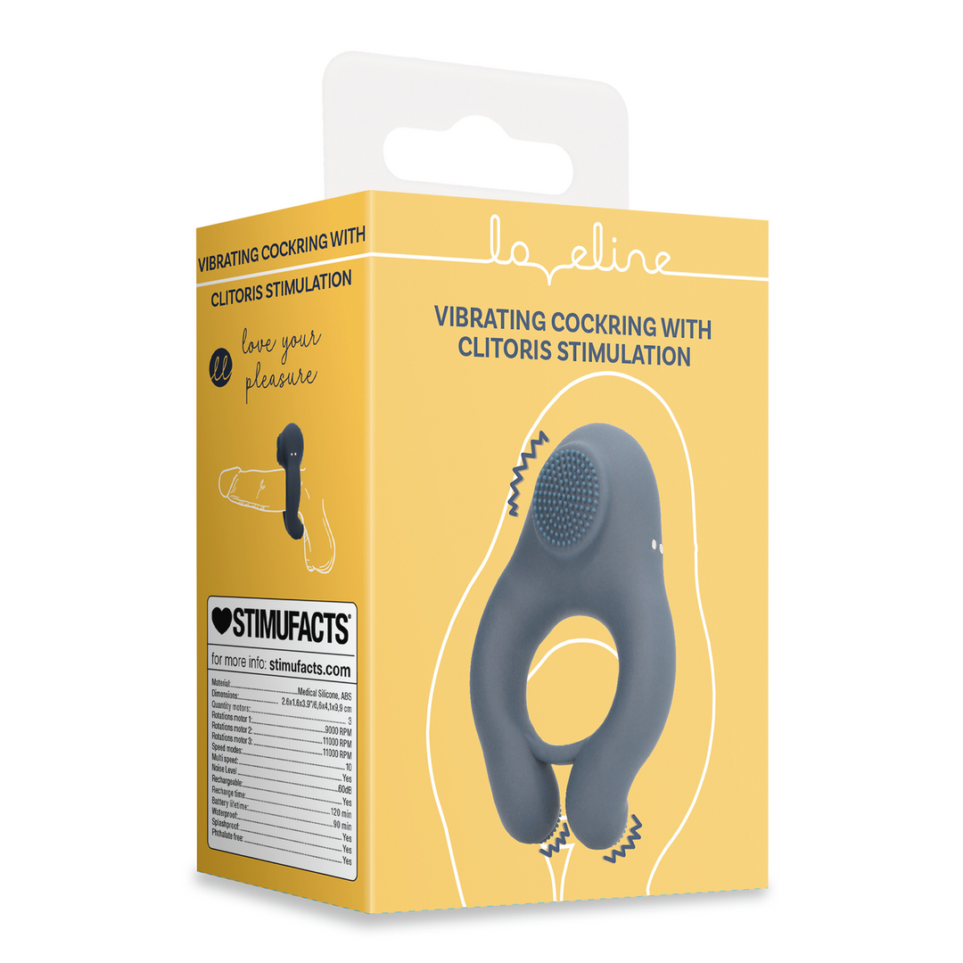 Vibrating Cockring with Clitoris Stimulation - Indigo Blue 2