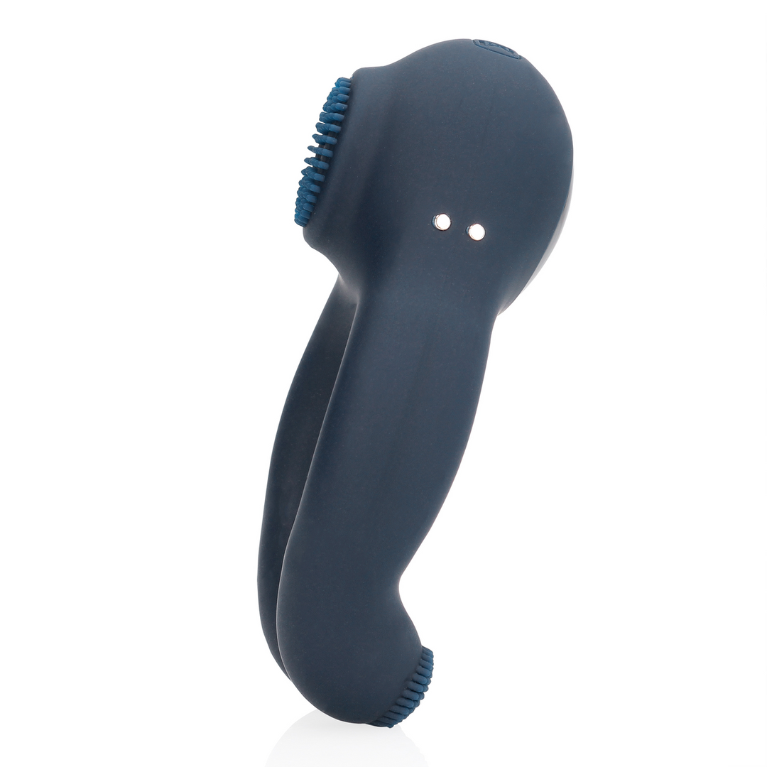 Vibrating Cockring with Clitoris Stimulation - Indigo Blue 5