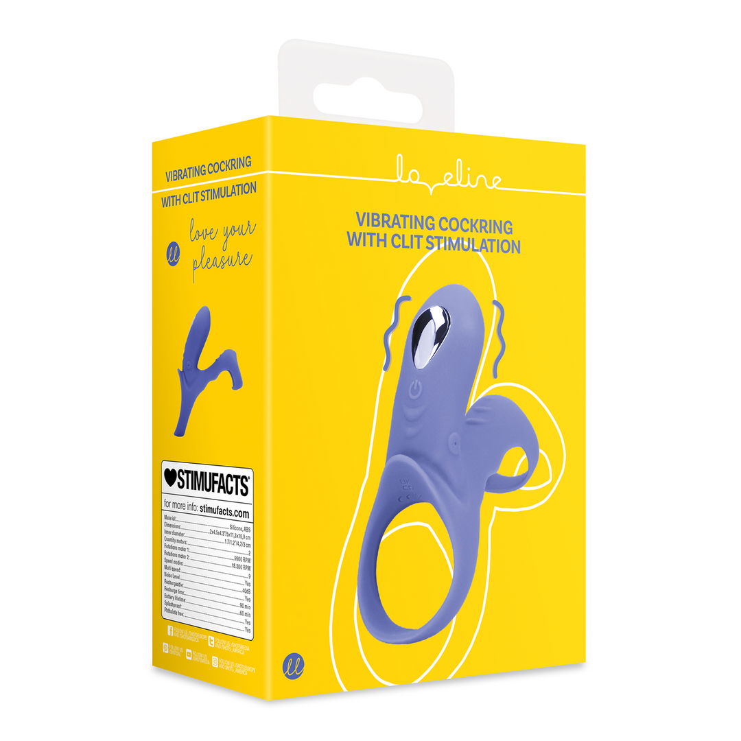 Vibrating Cockring with Clit Stimulation - Tamiya Blue 2