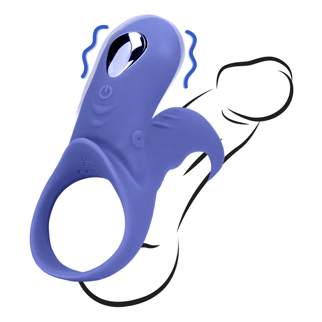 Vibrating Cockring with Clit Stimulation - Tamiya Blue 1