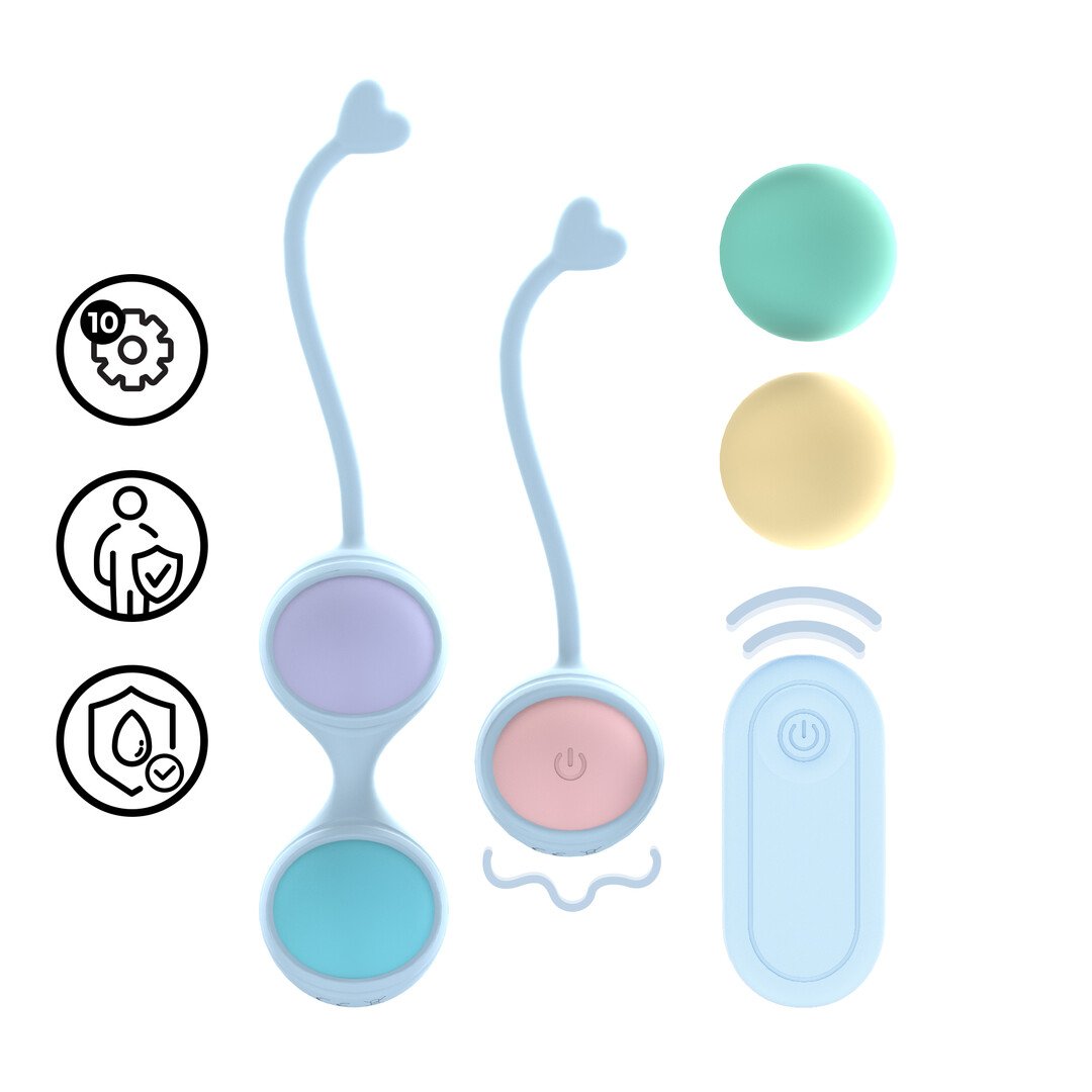 Vibrating and 5 Weight Interchangeable Kegel Kit with Remote Control - Purple 1