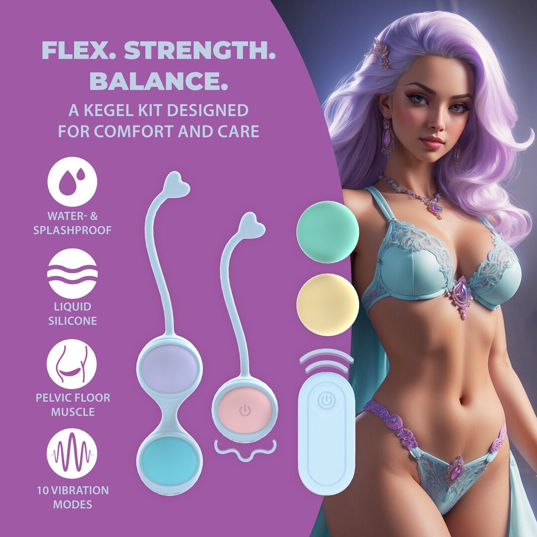 Vibrating and 5 Weight Interchangeable Kegel Kit with Remote Control - Purple 4